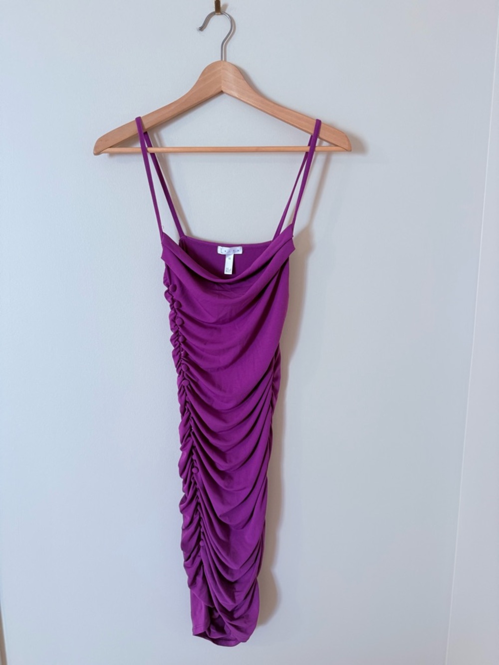LEITH • Ruched Spaghetti Strap Dress in Purple